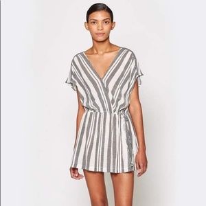 JOIE Grey + White Striped MERCE Mini Dress S